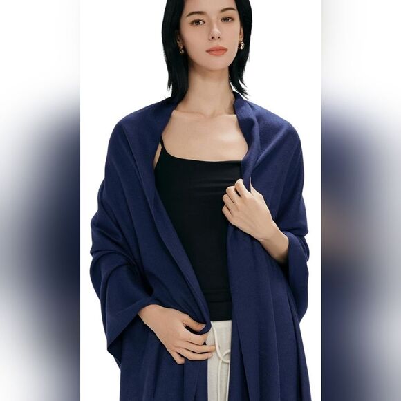 🩵NWOT Blue Lightweight Pashmina Wrap/Shawl/Scarf - Picture 5 of 12